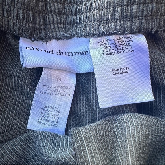 Alfred Dunner size 14  pull on green corduroy stretch pant soft comfy office - Picture 4 of 6